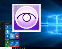 Bild på Win 10 skrivbord med Window-Eyes logga