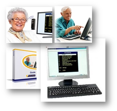 bild på Guide program och äldre man vid dator